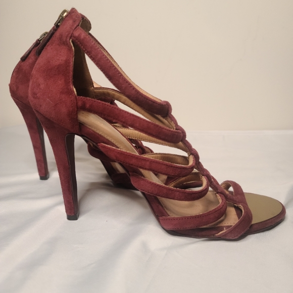 Coach Burgundy Suede Strappy Heels - Picture 5 of 7